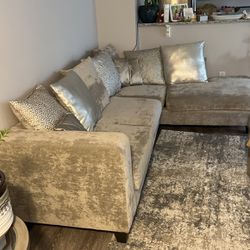 2piece Pewter (silver) Sectional Couch 