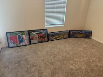 Set of 4 Framed Baseball Wall Art Prints
