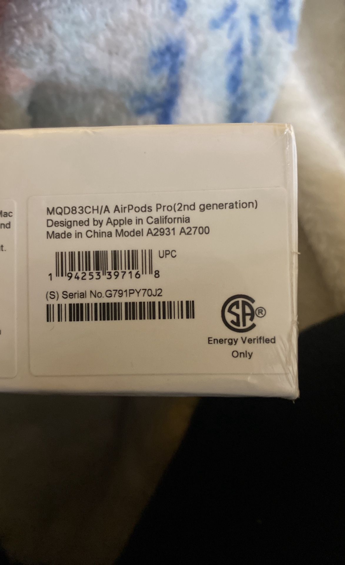 Serial Number To The AirPods Pros 