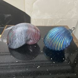 Hand- Crafted Iridescent Glass Sea Snail Shells Sculptures 