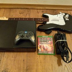 Xbox One With Rock Band 4 Game And Guitar 