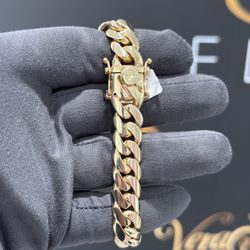 10k Yellow Gold Cuban Link Bracelet 8” 12.5mm