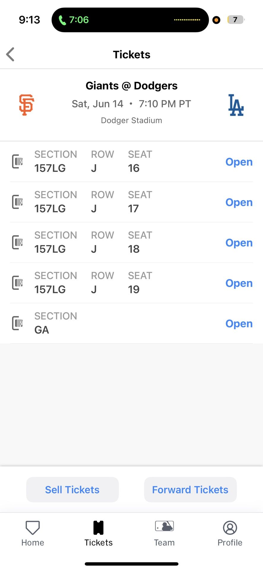 DODGER TICKETS FOR 6/14