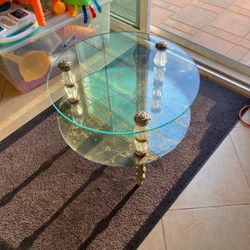 Vintage  Roun Glass  Table 
