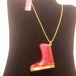 Betsey Johnson Pendant Neckles Red shoes boots Gold Chain