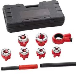 Manual Ratchet Pipe Threader Kit, 1/4 in.-1-1/4 in. NPT, 6 NPT Dies, with Case, for Galvanized, Aluminum, Copper Pipes