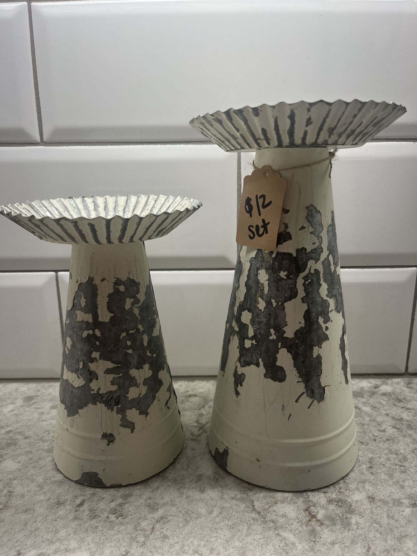 Farmhouse Galvanized Candle Holder Set $12