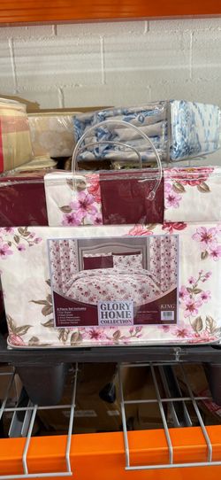 Glory Home King Size Floral 8-Piece Bedding & Curtain Set