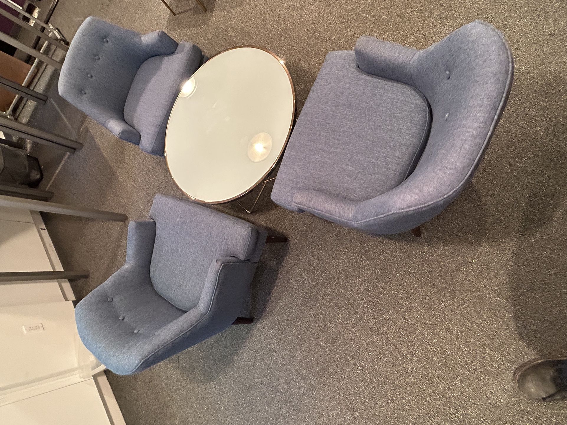 Round Coffee Table Set - Space Saving Furniture Round Table with 3 Chairs