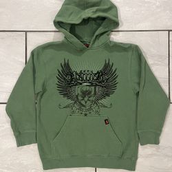 Vintage Y2K Youth Boys Skate Tony Hawk Bird Green Hoodie Sweater Size Small