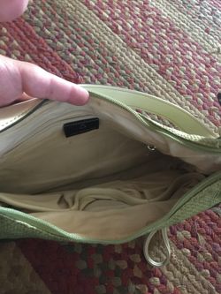 Light green and cream color hand bag