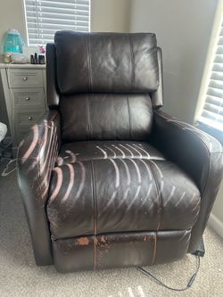 Electric recliner brown leather