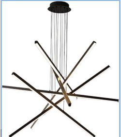 Brand New In The Box- Modern LED Chandelier for Dining Room Linear Pendant Light Fixture Dimmable 6-Light Led Black Chandelier for Foyer Entryway Bedr