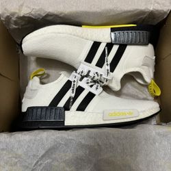 Size 9.5 - adidas NMD R1 STLT Primeknit White Black Bright Yellow 