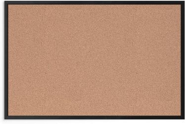 U Brands Cork Bulletin Board, 36" x 24", Black Aluminum Frame, Industrial Grade Pinning Surface
