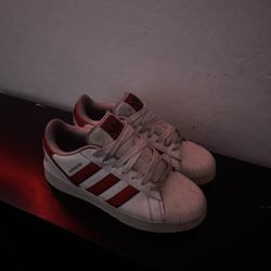 White/red Adidas Superstars Size 10.5 Men’s 