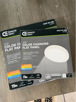2 New Commercial Electric LED Flat Panel Lights (One 11" & One 15")