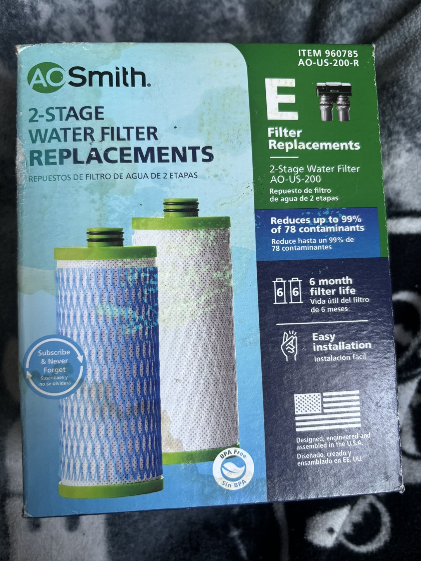 A-O Smith 2 Stage Water Filter Replacement Cartridges