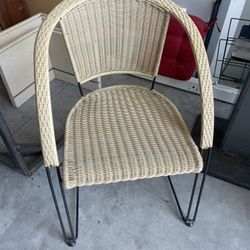 Solid comfy wicker & iron chair $35