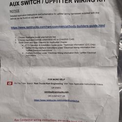 Dodge Ram aux switch/ up fitter wiring kit -  (East county)