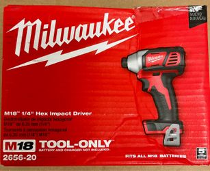 NEW Milwaukee M18 2656-20 Cordless 18V Hex Impact Driver