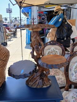 Vintage Traditional Japanese Root Carved 3-Tier Bonsai Plant Stand