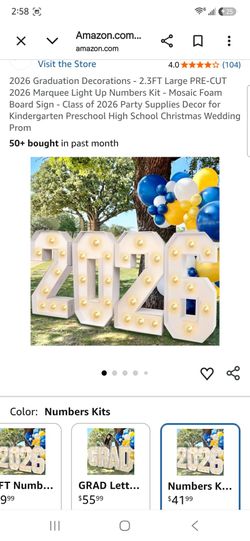 2026 Graduation Decorations - 2.3FT Large PRE-CUT 2026 Marquee Light Up Numbers Kit - Mosaic Foam Board Sign - Class of 2026 Party Supplies Decor for 