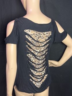 Black Cold Shoulder Cut-Out Back Top