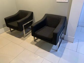 Lobby / reception chairs gray linen chrome