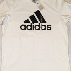 Adidas Men's White and Black Logo Tee XL NWT