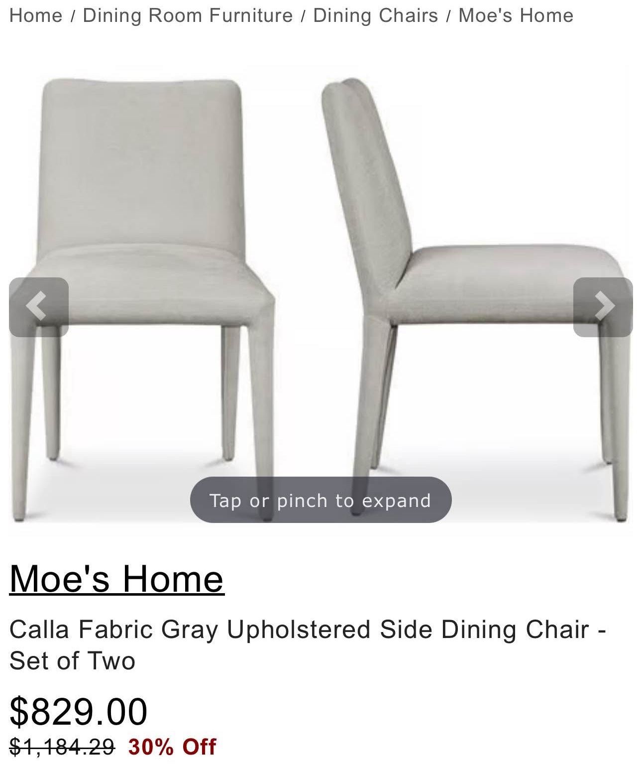 MOES HOME CALLA DINING CHAIRS SET OF TWO