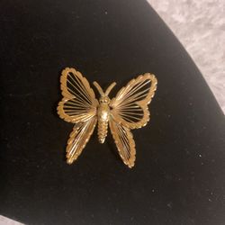 Goldtone Butterfly Brooch By(Monet)