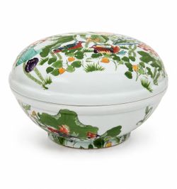 Vintage Chinese Famille Verte Porcelain Lidded Bowl