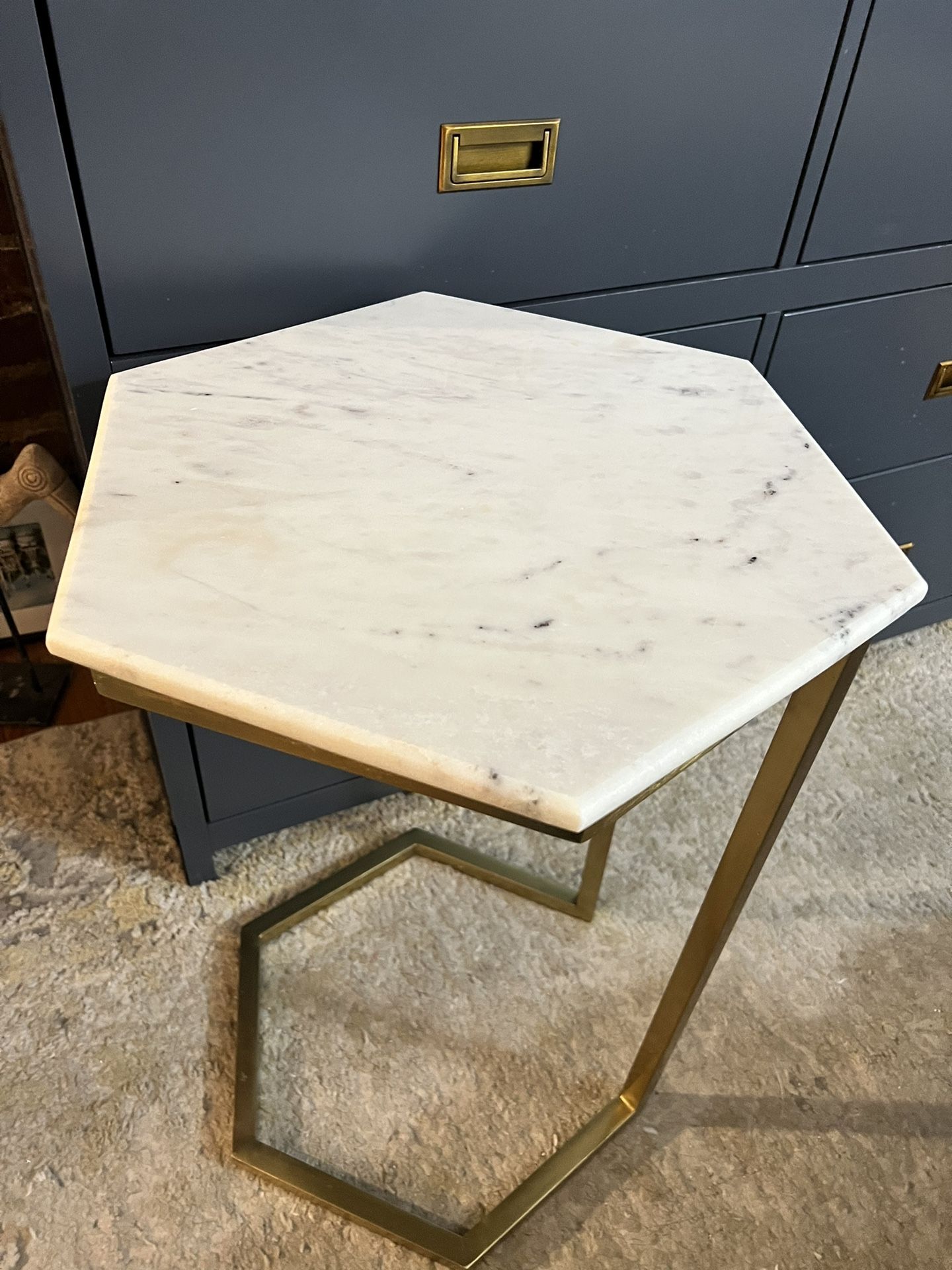 World Market Marble And Gold Metal Side/laptop Table