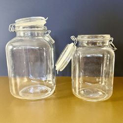 Two Large Glass Containers w/Airtight Lids. Sammamish, Beaver Lake