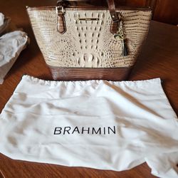 Brahmin Beige And Brown Tote