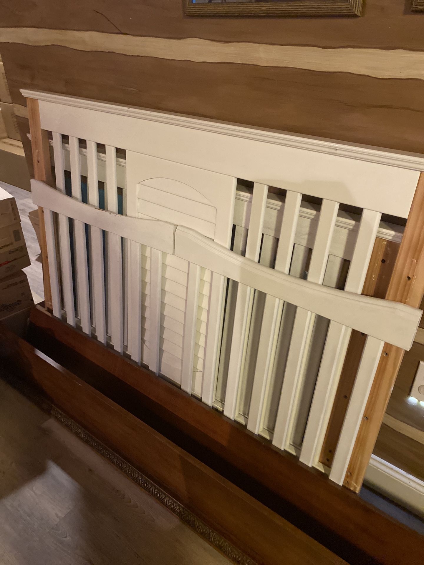 Sturdy white infant crib