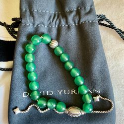 David Yurman Green Onyx & Sterling Silver Wave Bead