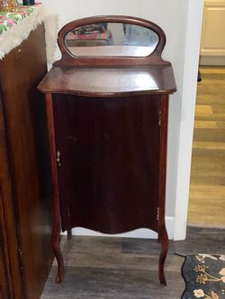 Antique Mahogany Music Cabinet with Mirror