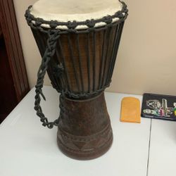 **Handcrafted Djembe Drum – Rope Tuned, Solid Wood Base**