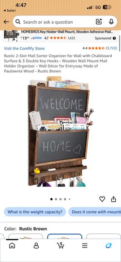 2 slot mail sorter w/ chalk board