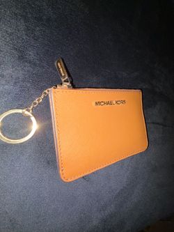 Michael Kors Jet Set Travel Zip Card Holder Coin Pouch Key Ring Luggage Brown