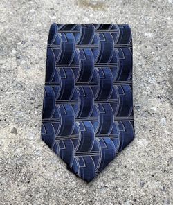 MURANO ITALIA Geometric Metallic Reflective Print Necktie 100% Silk Made In USA