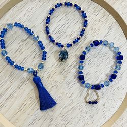 Crystal And Hematite 3 Set Bracelet Set