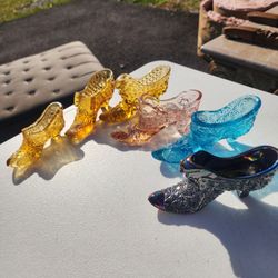 vintage Fenton glass shoes