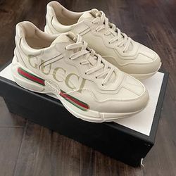 New Gucci GG Mens Sneaker Casual Wear LV Black Sneaker // White Cream Color SIZE 10