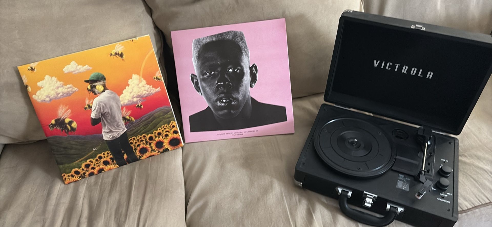 Victrola record Player And 2 Tyler The Creator Albums