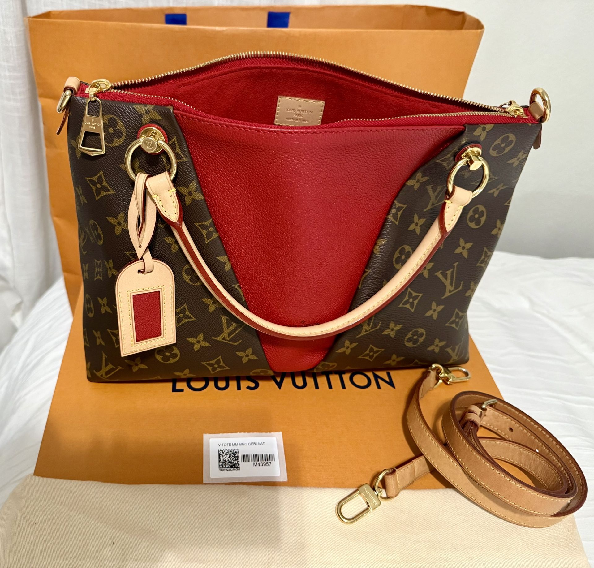 Authentic Louis Vuitton Monogram Canvas (Cherry) V Tote MM