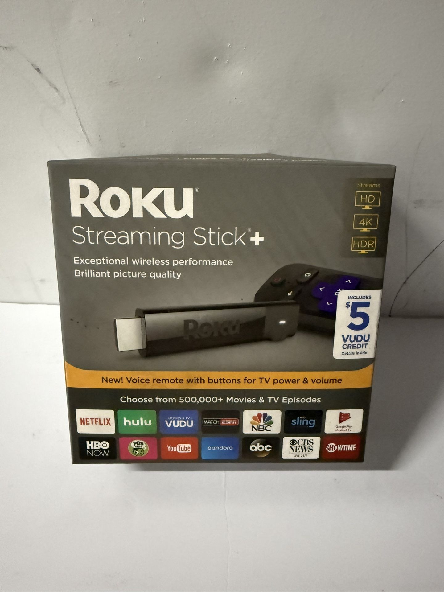 Roku Streaming Stick+ Voice Remote with TV Power & Volume Buttons 4K HDR SEALED