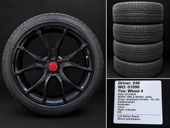 Black 5 Double Spoke Aluminum Wheels with Tires Set of 4